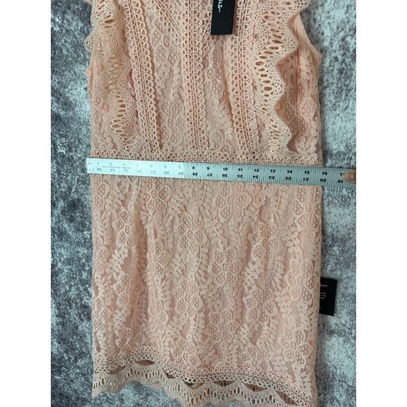 Lulus Dress Womens L Pink Embroidered Crochet Keyhole Ruffles Shift Cottage - Picture 9 of 11